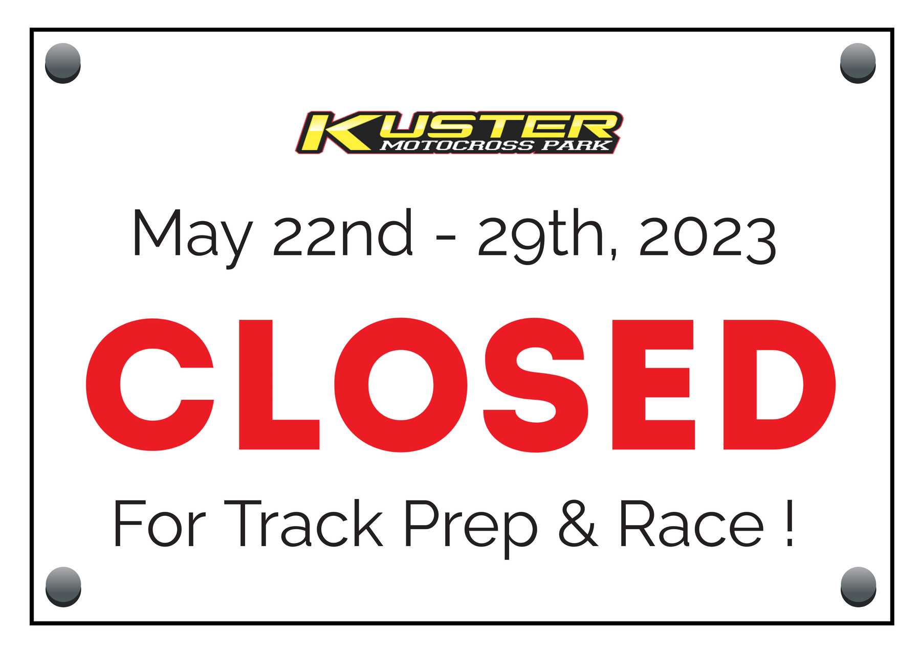 Westlock Closed for Race –  May 22-29, 2023