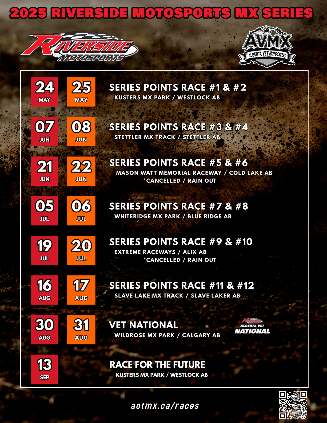 2025 race schedule revision Augfust 18th 2025 1
